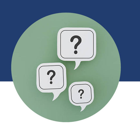 Three speech bubbles, each containing a question mark, of varying sizes.