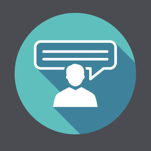 Image of an advisor and speech bubble in blue background.