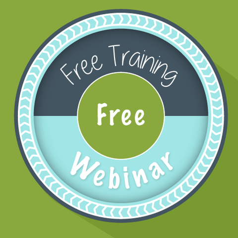 Circular badge with 'Free Training Webinar' text on a green background