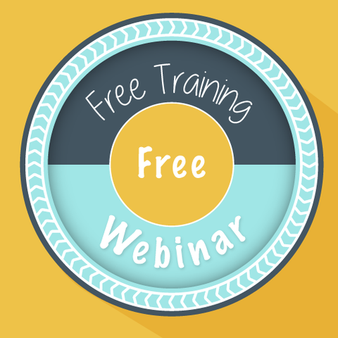 Free training webinar promotional graphic with a yellow and blue design on a yellow background