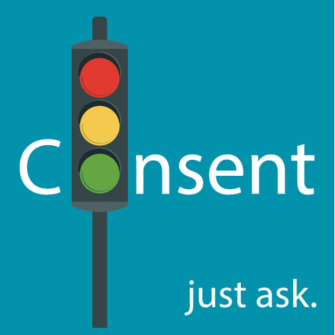 Consent icon in blue background.