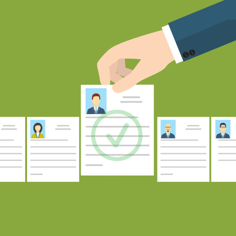 a hand picking out a resume icon