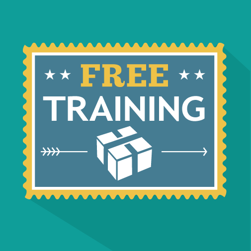 Free training offer with a box icon on a teal background