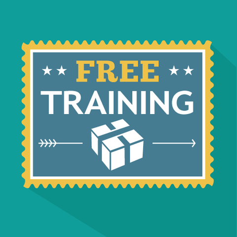 Free training offer with a box icon on a teal background