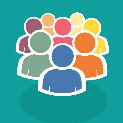 Group of students in a teal background.