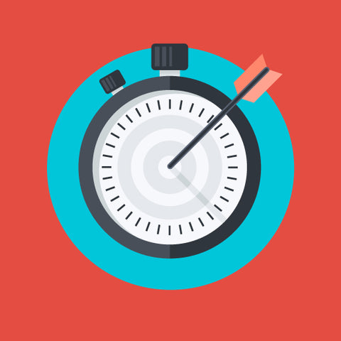 Stopwatch with an arrow pointing at the time, representing time management.