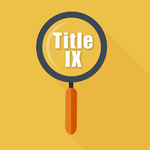 Title IX text shown inside a magnifying glass