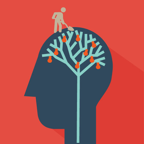 Growth mindset icon in red background.