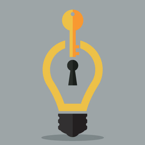 Image of lightbulb and key.