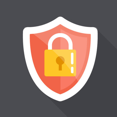 Illustration of a shield with a lock symbol in the center