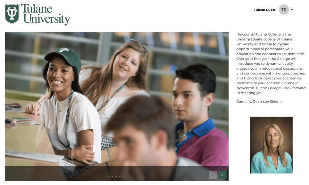 Tulane University dashboard example