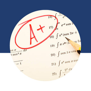 A math worksheet with integral problems, marked with a large red "A+" circled at the top.