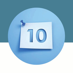 Calendar icon with the number 10 on a blue and white background