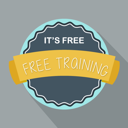 Badge with 'It's Free Free Training' text on a gray background