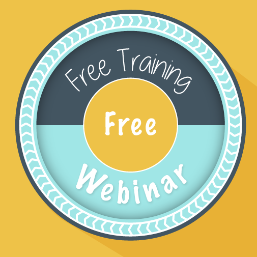 Free training webinar promotional graphic with a yellow and blue design on a yellow background