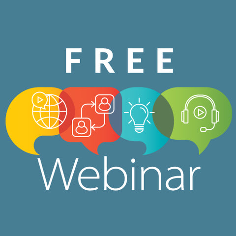 Chat bubble with the text "Free Webinar".
