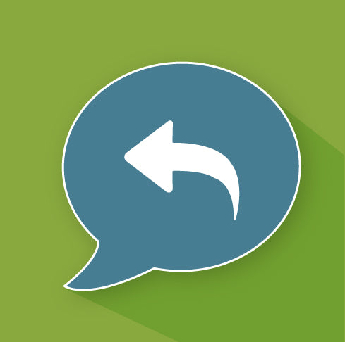 left arrow inside a speech bubble icon