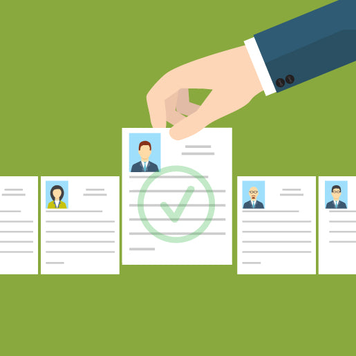 a hand picking out a resume icon