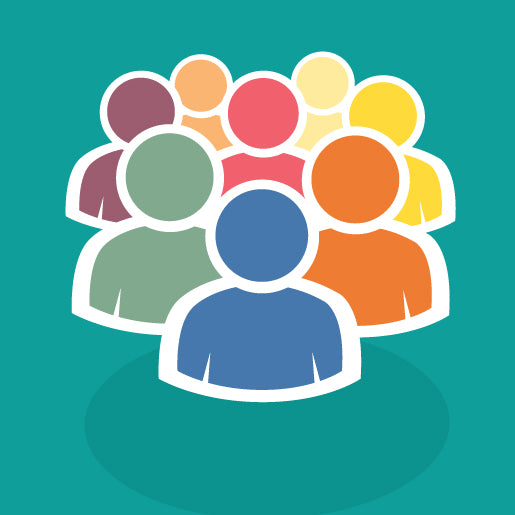 Group of students in a teal background.