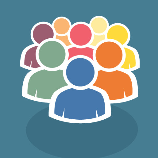 group of multicolored silhouettes representing a diverse group of people