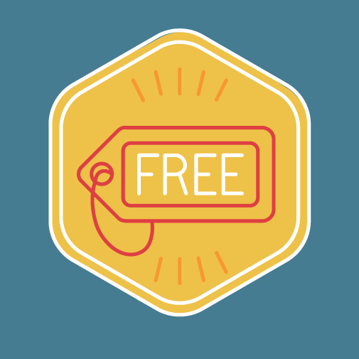 Free tag icon on a blue background