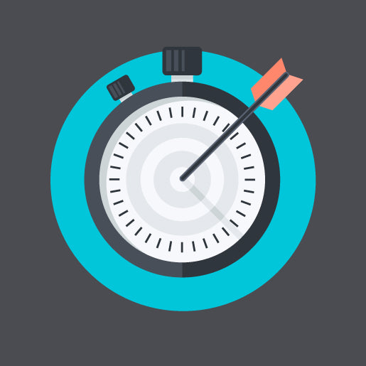 Stopwatch with an arrow pointing at the time, representing time management.