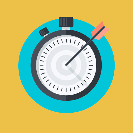 Stopwatch with an arrow pointing at the time, representing time management.