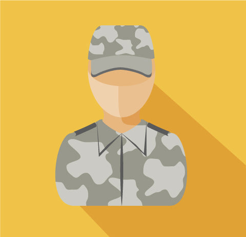 Image of veteran in yellow background.