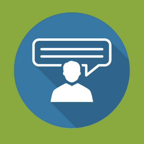 A person icon with a speech bubble above their head