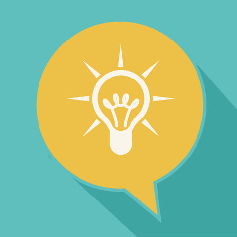 speech bubble with lightbulb inside 