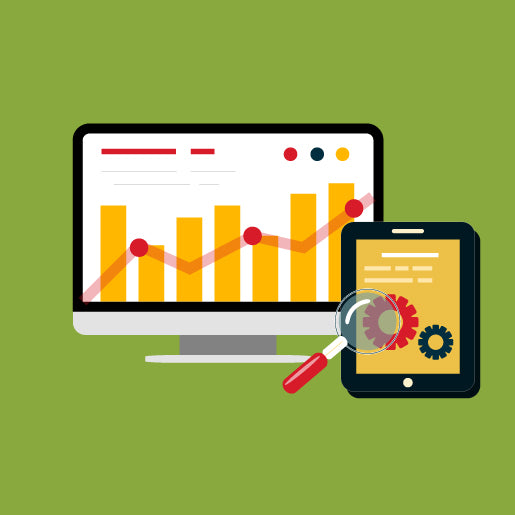 Computer and Tablet with data and research graphs