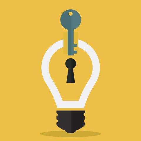 icon metacognition concept key unlocking lightbulb