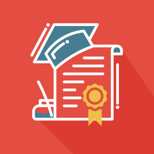 Image of resume in red background.