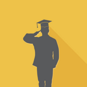 student veteran saluting wearing a graduation cap