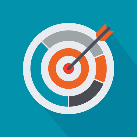Multicolored target with a single dart on a blue background.