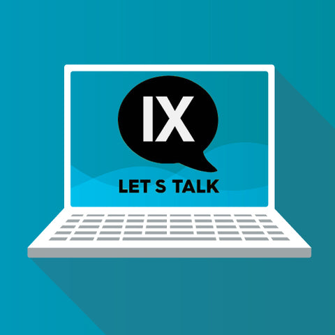 Title IX Let's talk words on laptop screen icon