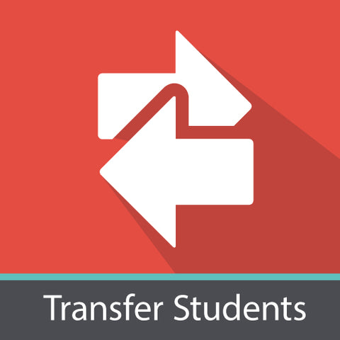 Image of two arrows and "transfer students".