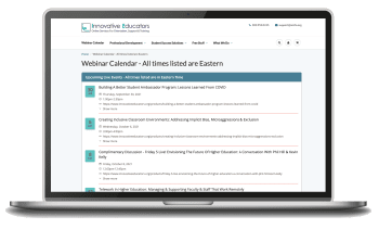 computer with example of webinar calendar